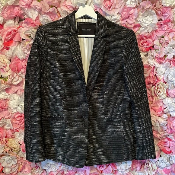 Lucky Brand Black & White Blazer Sz 6 - Picture 1 of 5